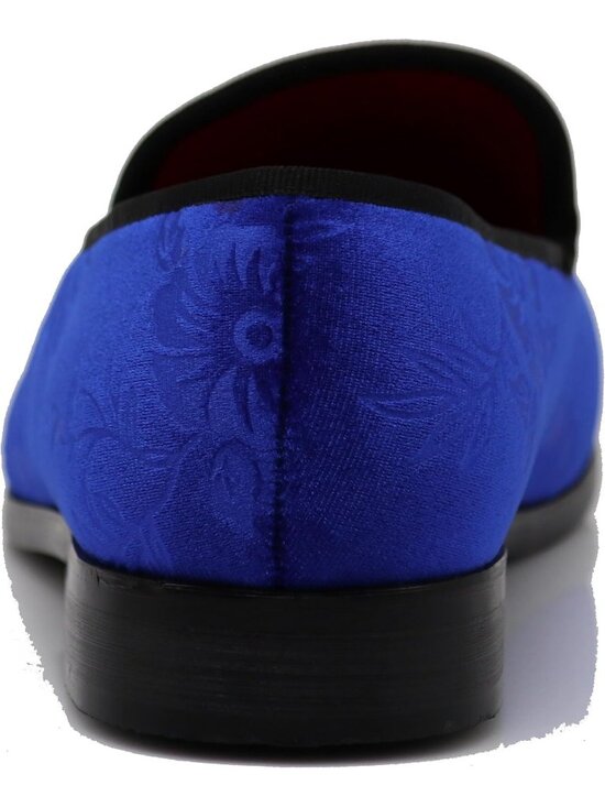 Enzo Romeo Men\'s Royal Blue69 Vintage Velvet Flower Loafer Slip On Tuxedo Shoes main image 7